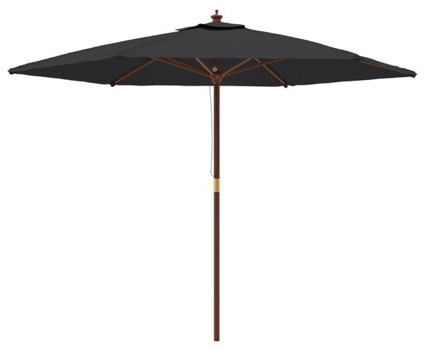 Umbrelă de soare de grădină stâlp din lemn, negru, 299x240 cm