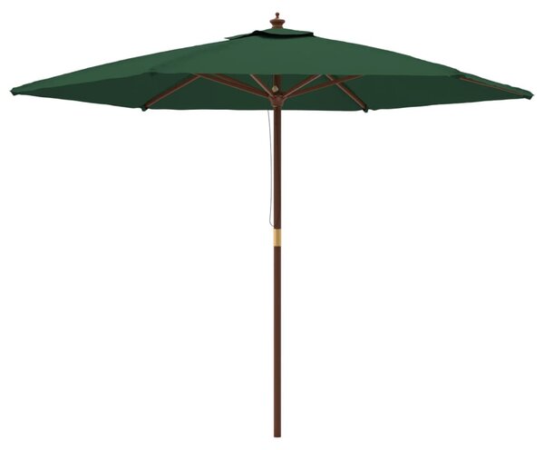 Umbrelă de soare de grădină stâlp din lemn, verde, 299 x 240 cm