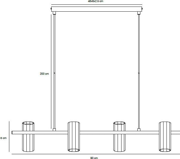 Nordlux Alanis lampă suspendată 4x14 W negru 2213423003