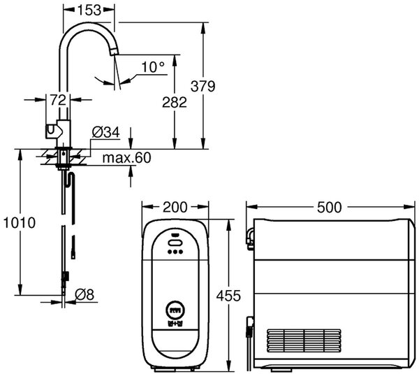 Grohe Blue supapă de bucătărie pe picior Brushed Hard Graphite 31498AL1