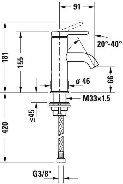 Duravit C.1 baterie lavoar stativ crom C11010002010