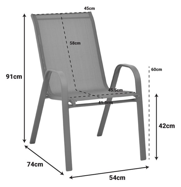 Scaun de gradina Calan, textilena si metal, 54x74x91 cm
