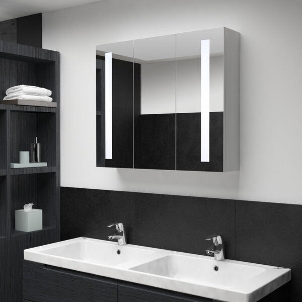 Dulap de baie cu oglinda si LED, 89 x 14 x 62 cm - V285126V
