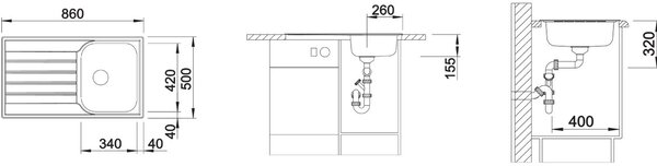 Blanco Livit 45 S Salto chiuveta din otel 86x50 cm oţel 514786