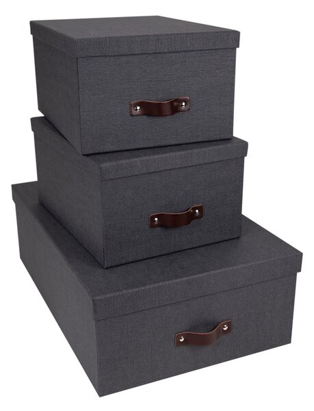 Set 3 cutii de depozitare Bigso Box of Sweden Inge, negru