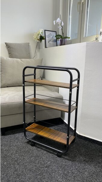 Raft slim metalic cu 3 polite MDF, 81 cm