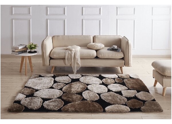 KONDELA Covor 120x180 cm, maro/bej/negru, PEBBLE TYP 2