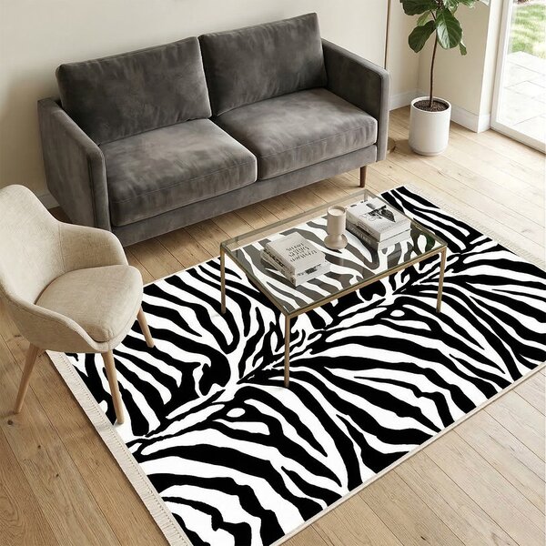 Covor camera antiderapant, Model Animal Print Zebra, mai multe dimensiuni