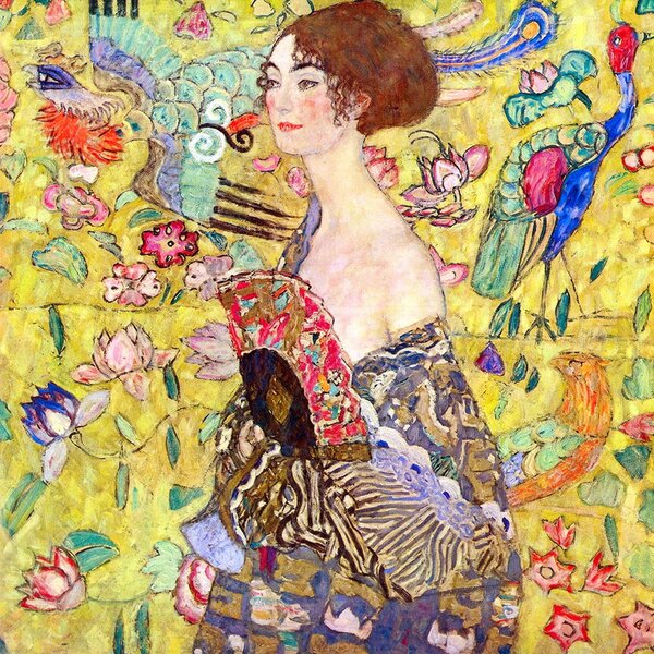 Reproducere tablou Gustav Klimt - Lady With Fan, 40 x 40 cm