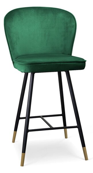 Scaun de bar tapitat cu stofa, cu picioare metalice Aine Verde / Negru / Auriu, l50xA53xH106 cm