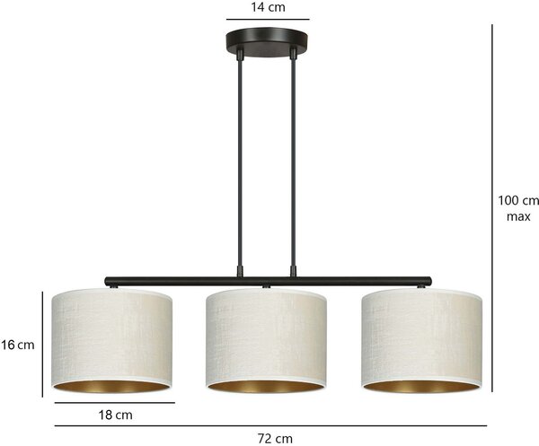 Emibig Hilde lampă suspendată 3x15 W alb-negru-auriu 1052/3
