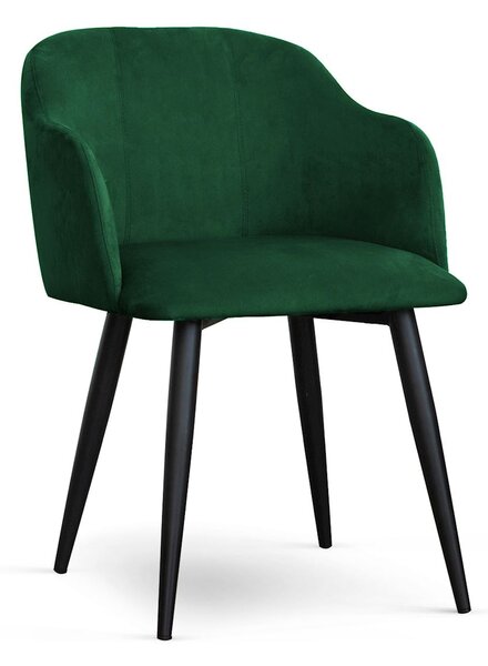 Scaun tapitat cu stofa, cu picioare metalice Danez Velvet Verde / Negru, l56xA60xH80 cm