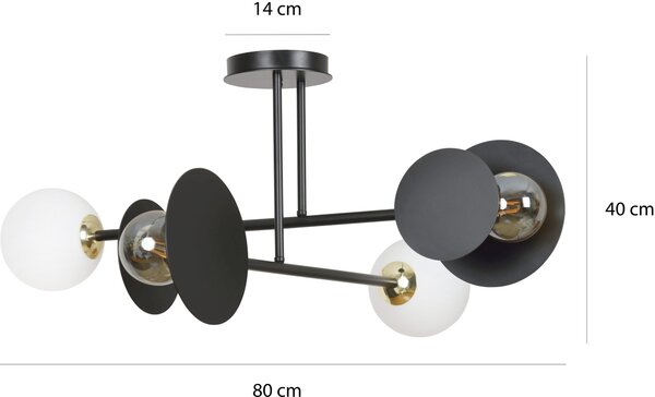 Emibig Minerva lampă de tavan 4x15 W alb-negru-auriu 612/4