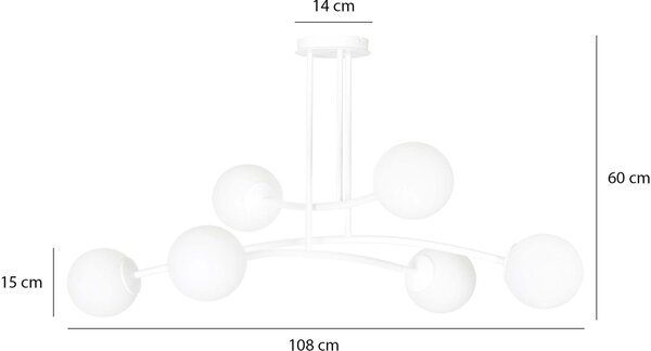 Emibig Halldor lampă de tavan 6x10 W alb-lapte 1025/6