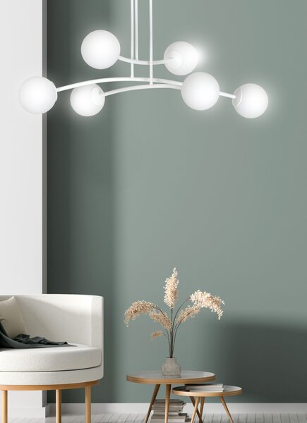 Emibig Halldor lampă de tavan 6x10 W alb-lapte 1025/6