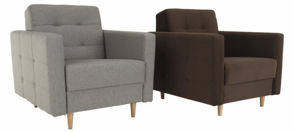 KONDELA Fotoliu complet tapiţat, material textil gri, AMEDIA