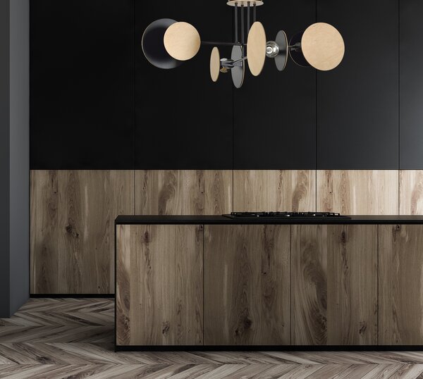 Emibig Zita lampă de tavan 4x15 W negru-lemn 173/4