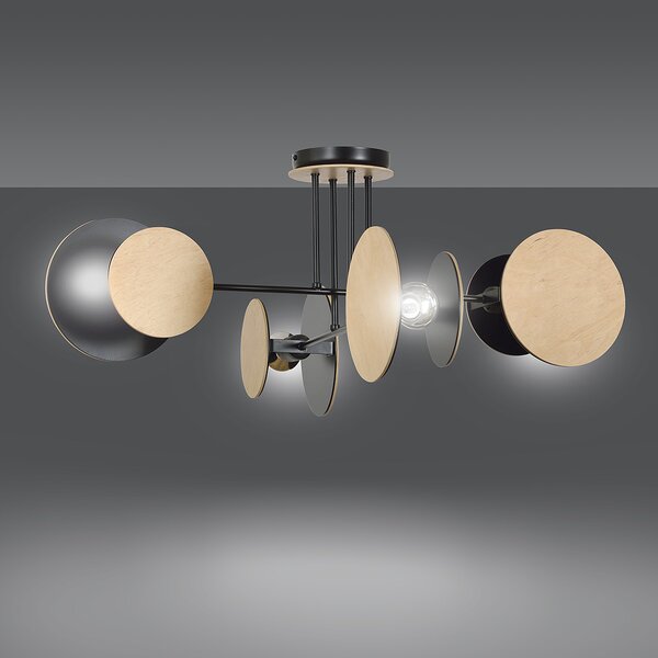 Emibig Zita lampă de tavan 4x15 W negru-lemn 173/4