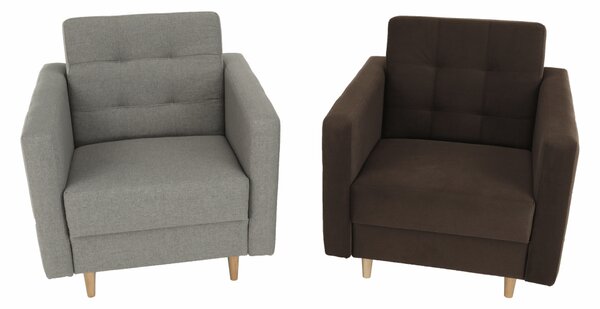 KONDELA Fotoliu complet tapiţat, material textil gri, AMEDIA