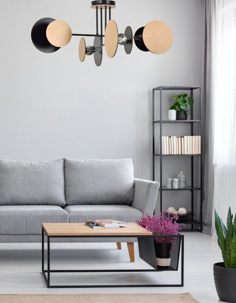 Emibig Zita lampă de tavan 4x15 W negru-lemn 173/4
