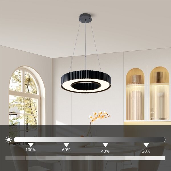 Brilagi - Lustru LED reglabil LUMIX LED/48W/230V 3000-6000K negru pr. 50 cm + telecomandă
