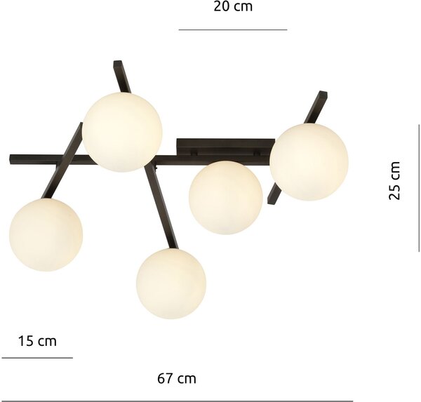 Emibig Smart lampă de tavan 5x10 W negru-opal 1103/5