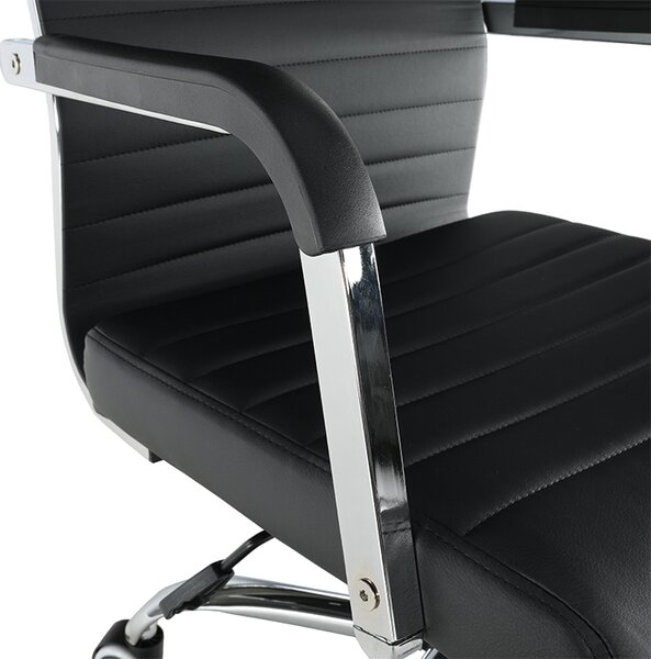 KONDELA Scaun de birou, piele eco/metal, negru/crom, FARAN