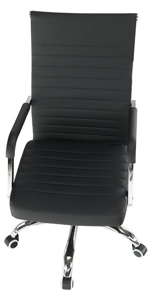 KONDELA Scaun de birou, piele eco/metal, negru/crom, FARAN