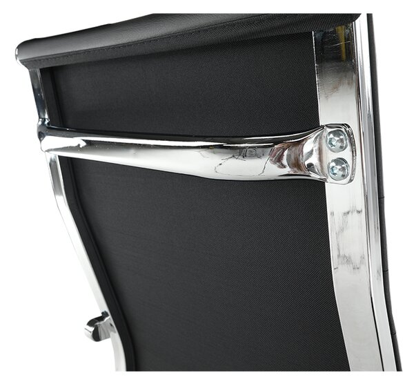 KONDELA Scaun de birou, piele eco/metal, negru/crom, FARAN