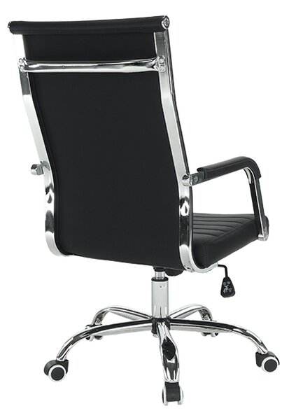 KONDELA Scaun de birou, piele eco/metal, negru/crom, FARAN