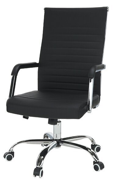 KONDELA Scaun de birou, piele eco/metal, negru/crom, FARAN