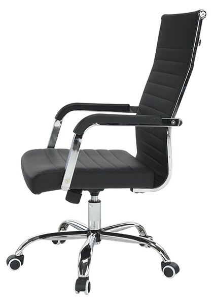 KONDELA Scaun de birou, piele eco/metal, negru/crom, FARAN