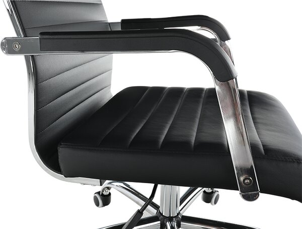 KONDELA Scaun de birou, piele eco/metal, negru/crom, FARAN