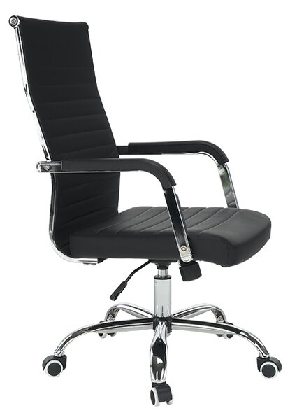 KONDELA Scaun de birou, piele eco/metal, negru/crom, FARAN