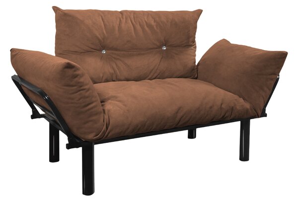 Canapea eleganta fixa cu 2 locuri, EHA, 60x125x90 cm Maro