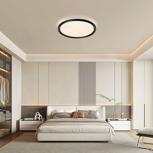 Brilagi - Plafonieră LED dimabilă RIVO, 72W, 230V, 3000-6000K, negru, diam. 50 cm, cu telecomandă