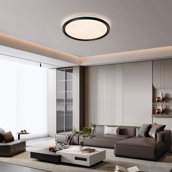 Brilagi - Plafonieră LED dimabilă RIVO, 72W, 230V, 3000-6000K, negru, diam. 50 cm, cu telecomandă