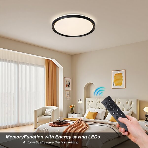 Brilagi - Plafonieră LED dimabilă RIVO, 72W, 230V, 3000-6000K, negru, diam. 50 cm, cu telecomandă