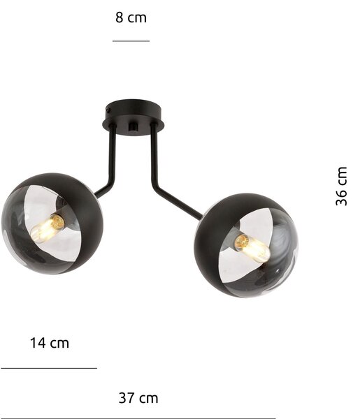 Emibig Nova Stripe lampă de tavan 2x10 W negru-transparent 1139/2