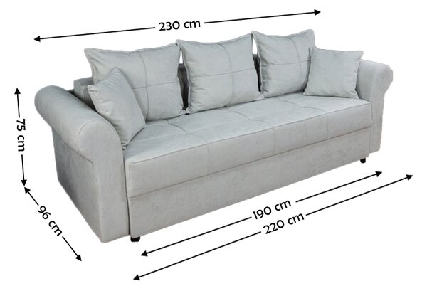Canapea Extensibilă Elsa Bonell Mini, Gri deschis