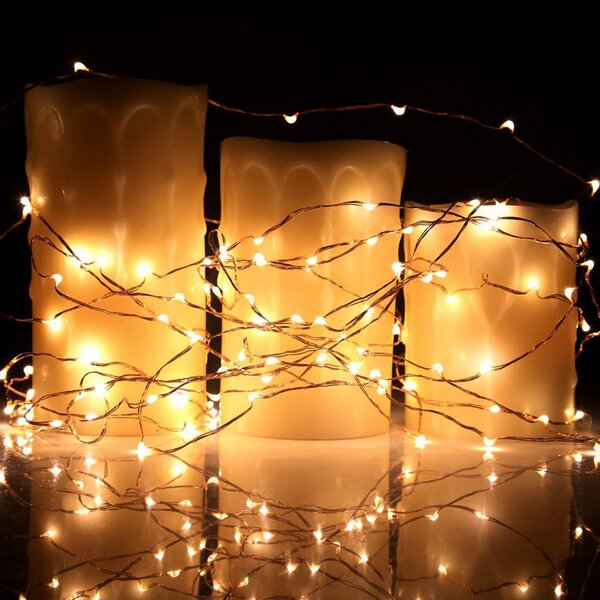 Ghirlanda Luminoasa Decorativa din Cupru 10 m. cu 100 LEDuri cu baterii