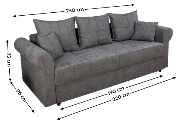 Canapea Extensibilă Elsa Bonell Mini, Gri inchis