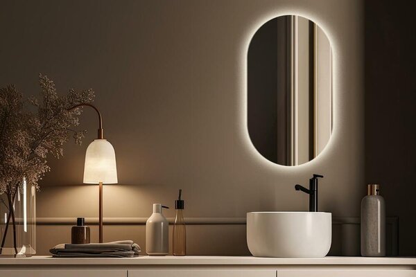 Oglindomat.ro Oglinda ovala cu led Oglinda ovala cu led 40x70 cm Alb rece (6500K) lnol-40x70-00000000
