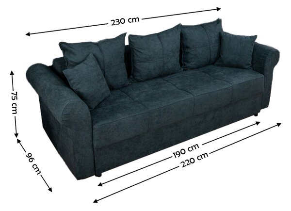 Canapea Extensibilă Elsa Bonell Mini, Gri inchis
