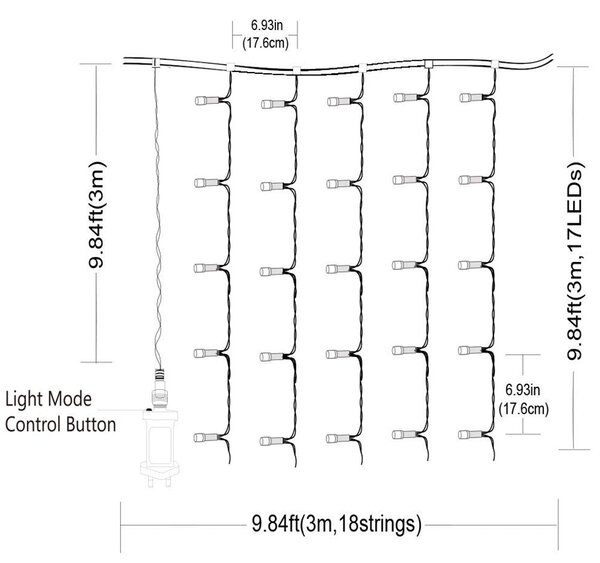 Perdea luminoasa 3M x 3M 306 leduri conectabila