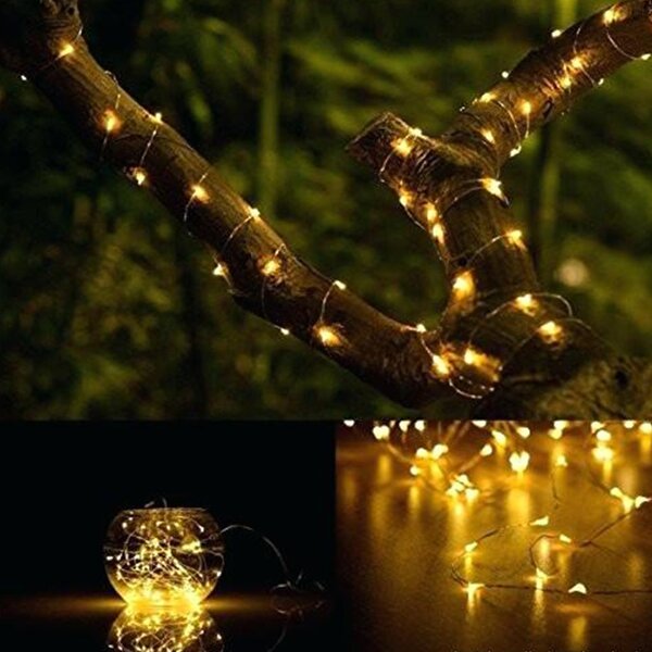 Ghirlanda Luminoasa Decorativa Solara din Cupru 10 m. cu 100 LEDuri