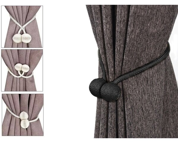 Set 2 cleme magnetice pentru draperii UMBRA, negru