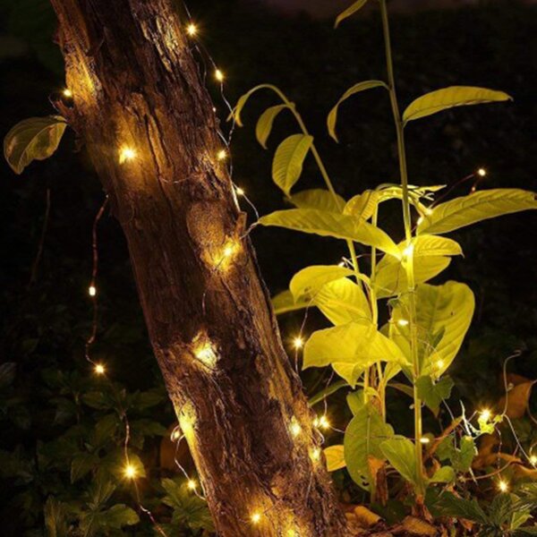 Ghirlanda Luminoasa Decorativa Solara din Cupru 10 m. cu 100 LEDuri