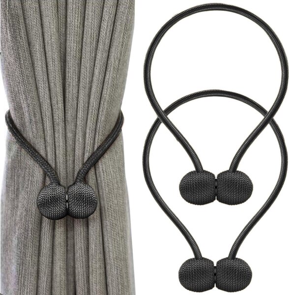 Set 2 cleme magnetice pentru draperii UMBRA, negru