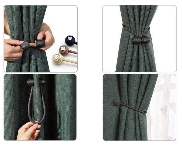 Set 2 cleme magnetice pentru draperii UMBRA, negru